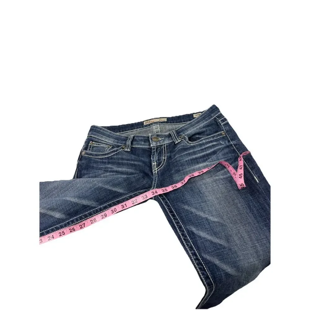 BKE Stella Straight Leg Jeans‎ Thick Stitch Dark Wash Buckle Jeans Women’s 27X34